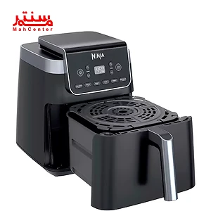 ک سرخ کن هوای نینجا در پس زمینه سفید نشان داده شده است. این سرخ کن مشکی است و دارای یک صفحه کنترل دیجیتال و یک کشو است